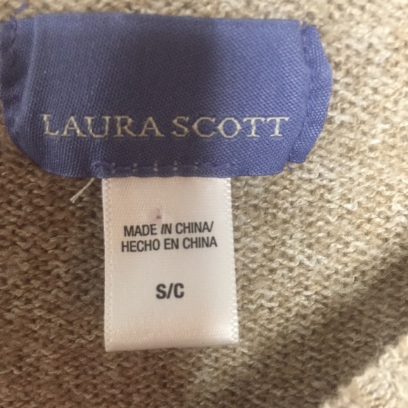 Laura Scott Beige Pullover Cable Heathered Small - Picture 4 of 6